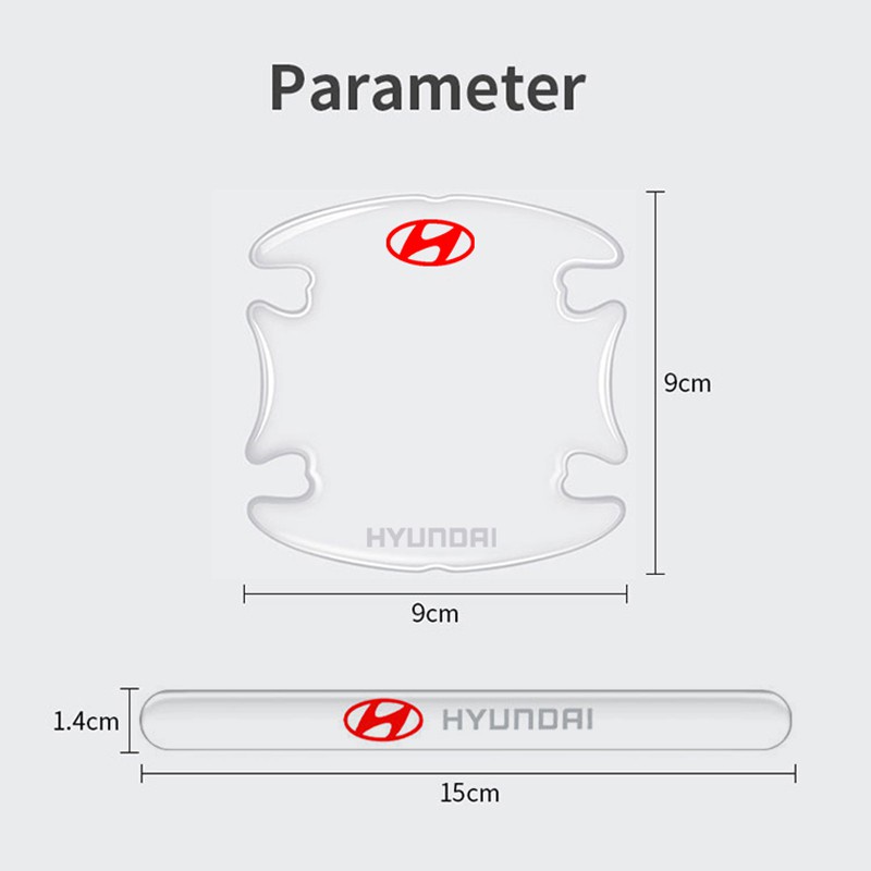 Set 4 / 8 Miếng Dán Trong Suốt Trang Trí Tay Nắm Cửa Xe Hơi Hyundai I30 Tucson Sonata ix35 i10 Accent Elantra