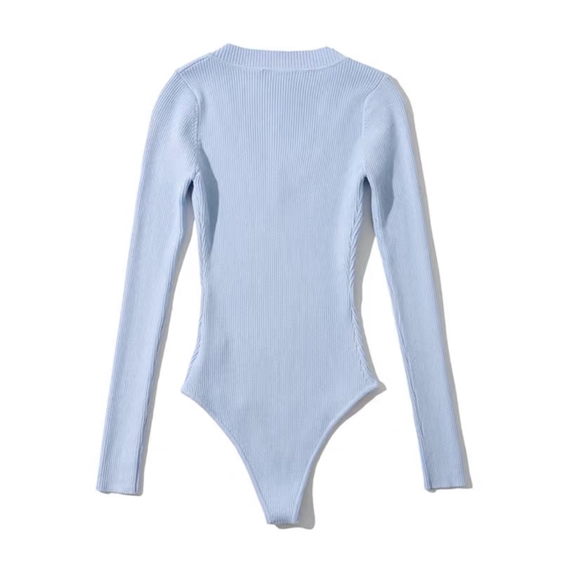 Áo thun body suit tay dài cổ tim