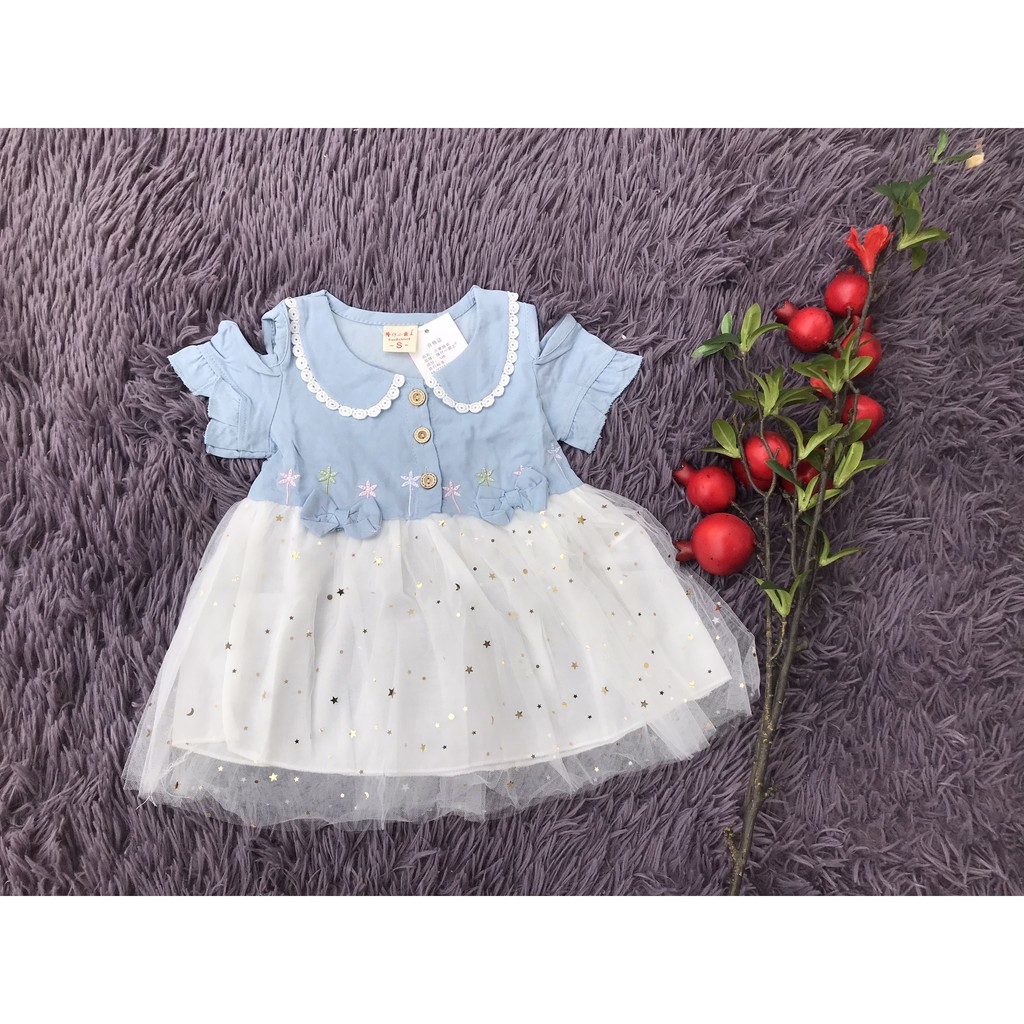 Váy thô giả bò hở vai cho bé gái hàng Quảng Châu cao cấp size từ 8-18kg