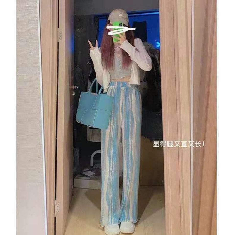 Quần ống rộng lưng cao phối màu nhuộm thời trang mùa hè cho nữ