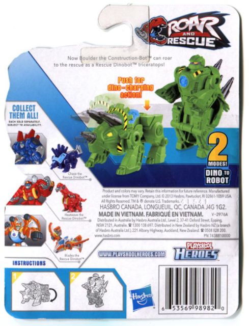 Đồ chơi Robot Transformers Playskool Heroes Rescue Bots Boulder the Rescue Dinobot (Box)