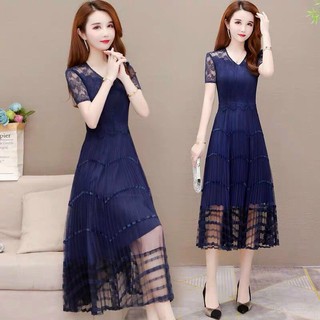 ĐẦM REN DẬP LY TAY NGẮN