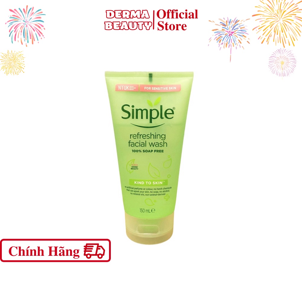 Sữa Rửa Mặt Simple Dịu Nhẹ Giúp Da Sạch Thoáng, Không Chứa Xà Phòng 150ml
