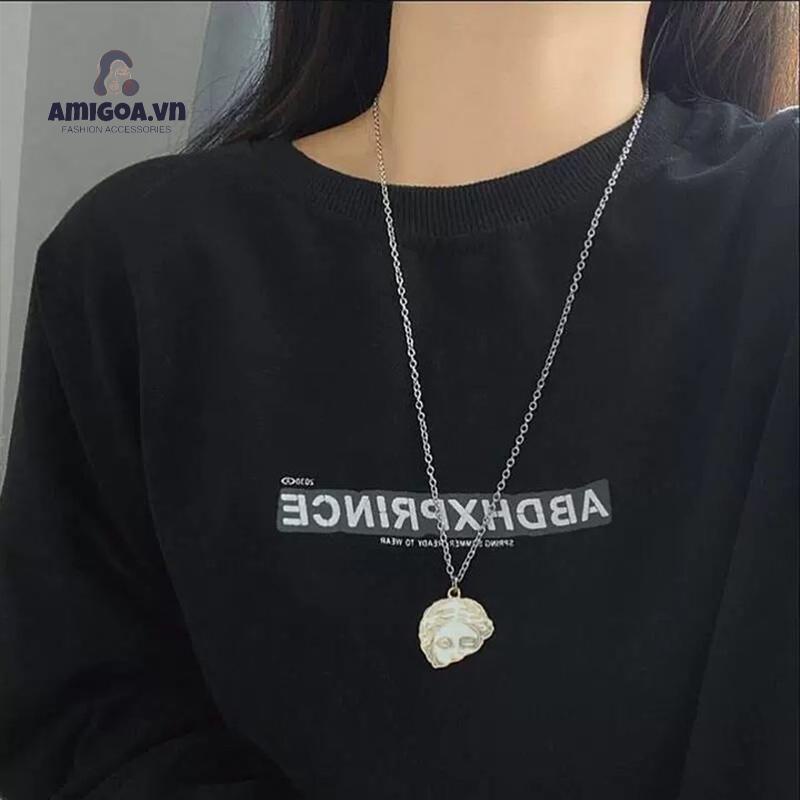 ✨✨Vòng cổ Hình Đầu Người Phong Cách hip hop Âu Mỹ Đơn Giản Thời Trang Cho Nam Và Nữ