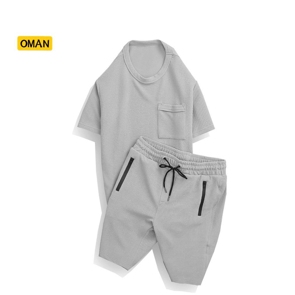 Bộ thun cotton nam OMAN cao cấp, Đồ bộ nam mặc hè nhẹ mát - BH23