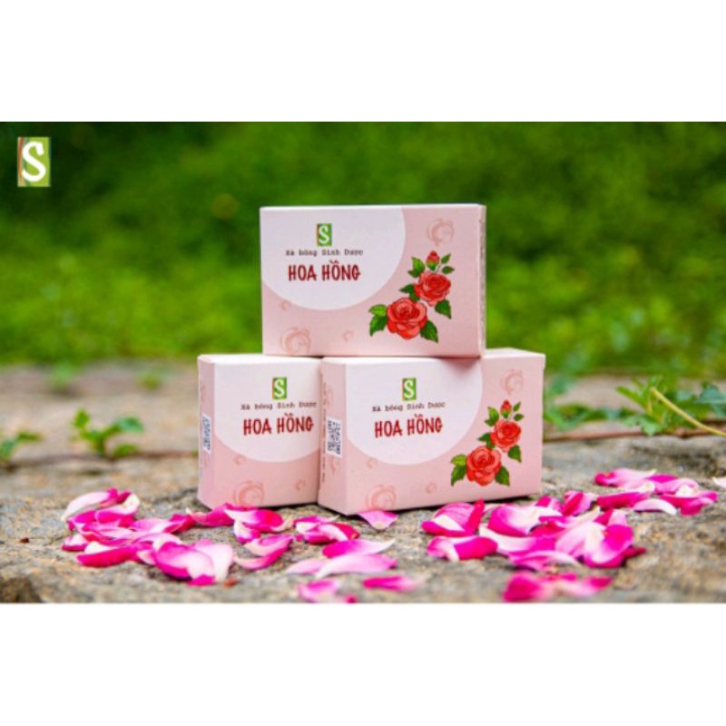 Xà bông hoa hồng Sinh Dược từ cánh hoa hồng Autumn thơm nồng, dầu dừa hưu cơ dưỡng ẩm tự nhiên cho da. TẶNG TÚI LƯỚI | BigBuy360 - bigbuy360.vn