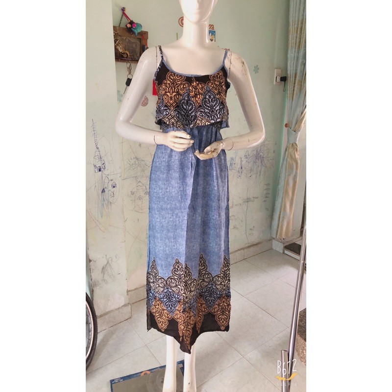 [chọn màu]Đầm maxi lanh lụa 2 dây bèo dài (48-65ky) | BigBuy360 - bigbuy360.vn