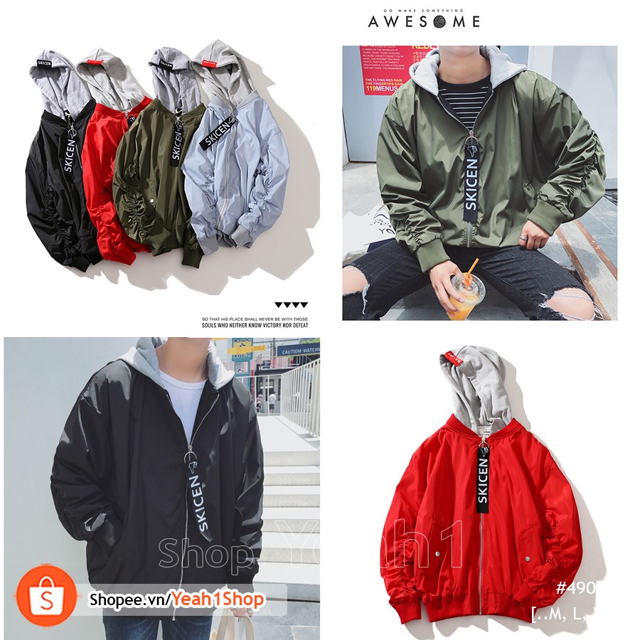 [Yeah1Shop] Áo khoác bomber dù 01 (M, L,XL)