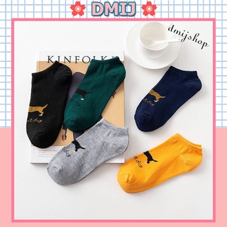 Set 5 đôi tất nam cổ thấp nhiều màu vớ nam cổ thấp hình cún TN22