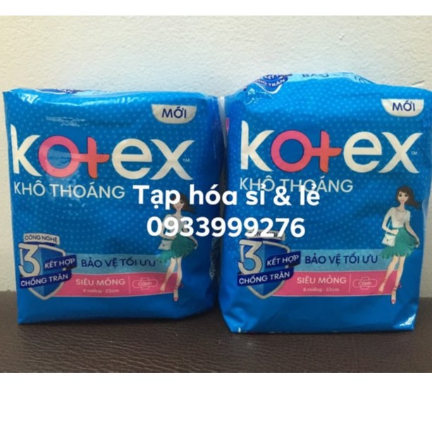 1 gói băng vệ sinh Kotex khô thoáng siêu mỏng cánh/ không cánh 8 miếng