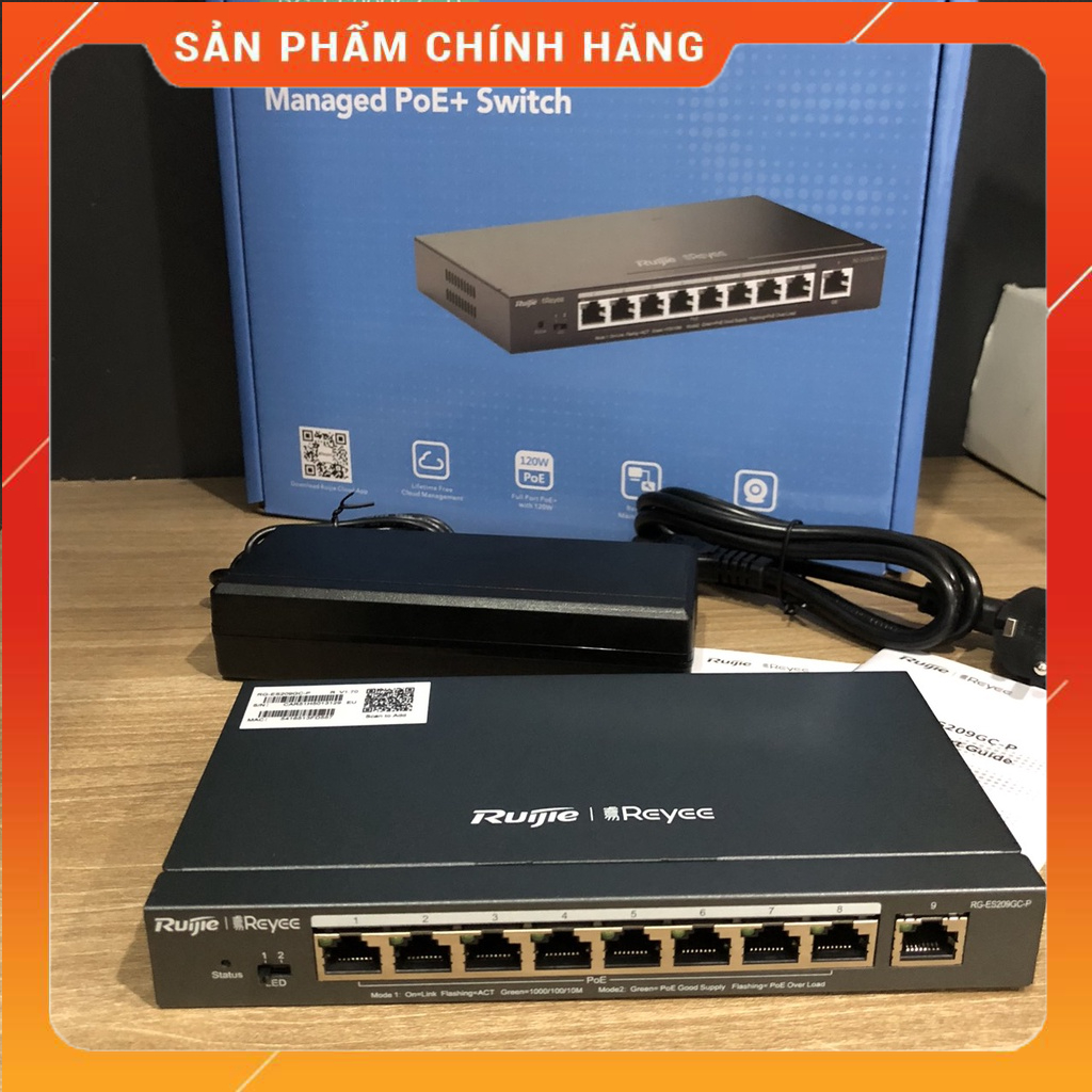 Switch POE 9 cổng RUIJIE REYEE RG-ES209GC-P - Hàng chính hãng
