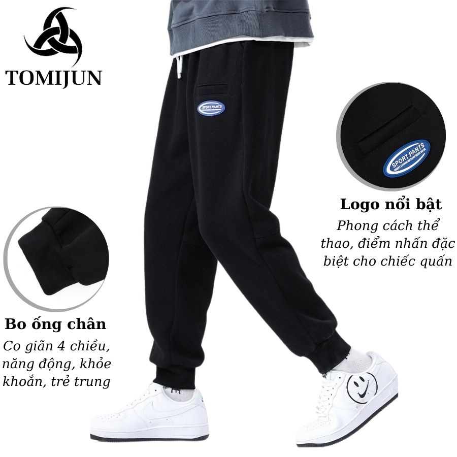 Quần jogger, quần thể thao nam TOMIJUN chất liệu thun co giãn 4 chiều, không nhăn xù, bo ống chân phong cách Hàn Quốc