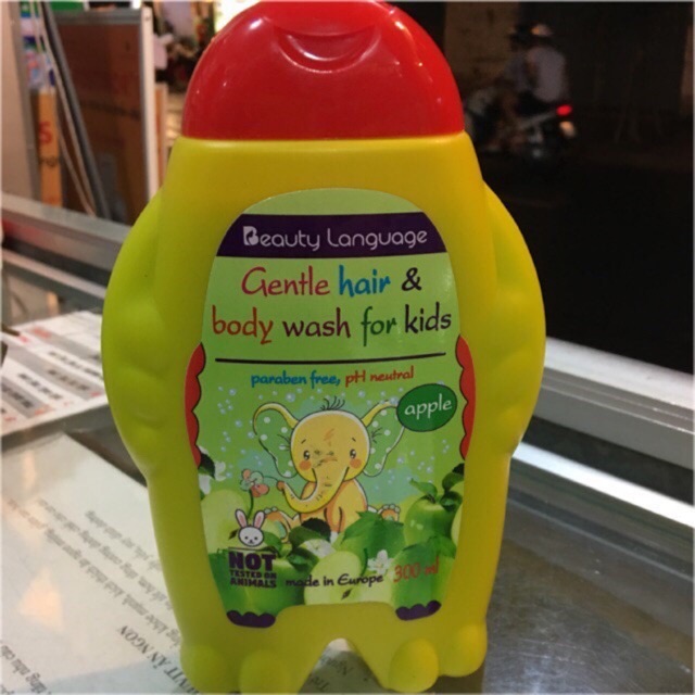 Tắm gội toàn thân cho bé GB Green, Beauty Language (made in Europe Châu Âu) (không chứa paraben, pH trung tính) (300 ml)