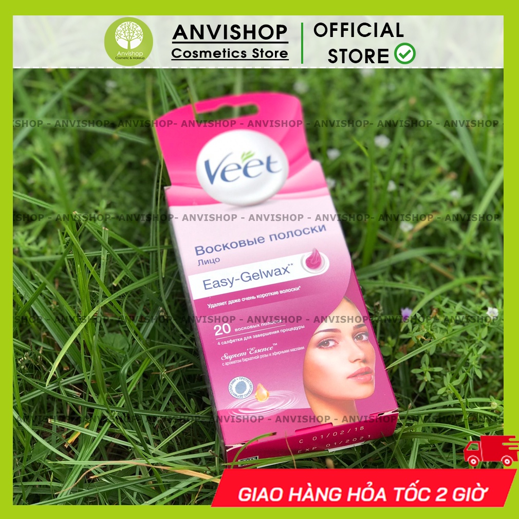 Wax lông mặt - wax ria mép/ Tẩy lông mép miệng VEET Wax trips ANVISHOP hộp 20 miếng Hàng Đức