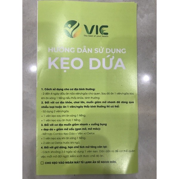 Kẹo dứa giảm cân VIC organic (1 túi 7 viên) chính hãng cty 100%