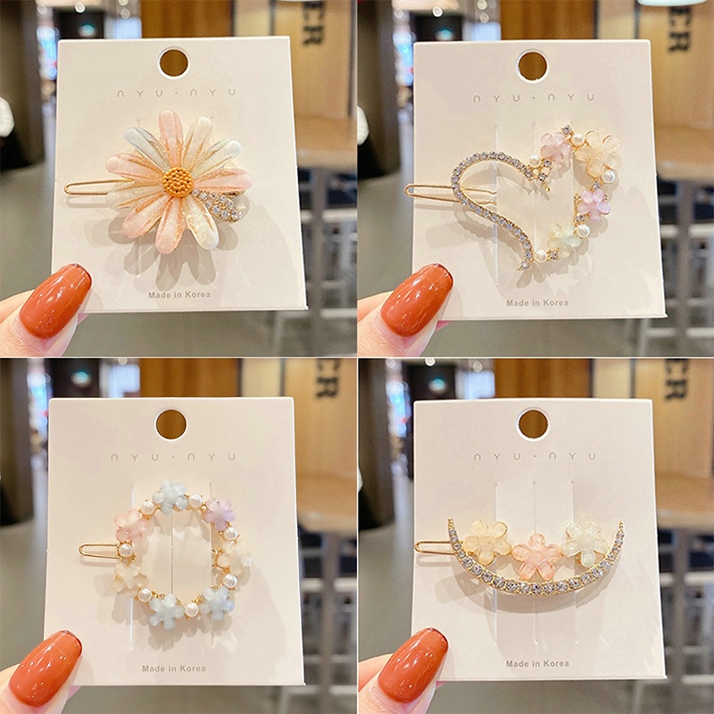 Kẹp Tóc Hình Bông Hoa Đính Đá Dễ Thương Dành Cho Nữ