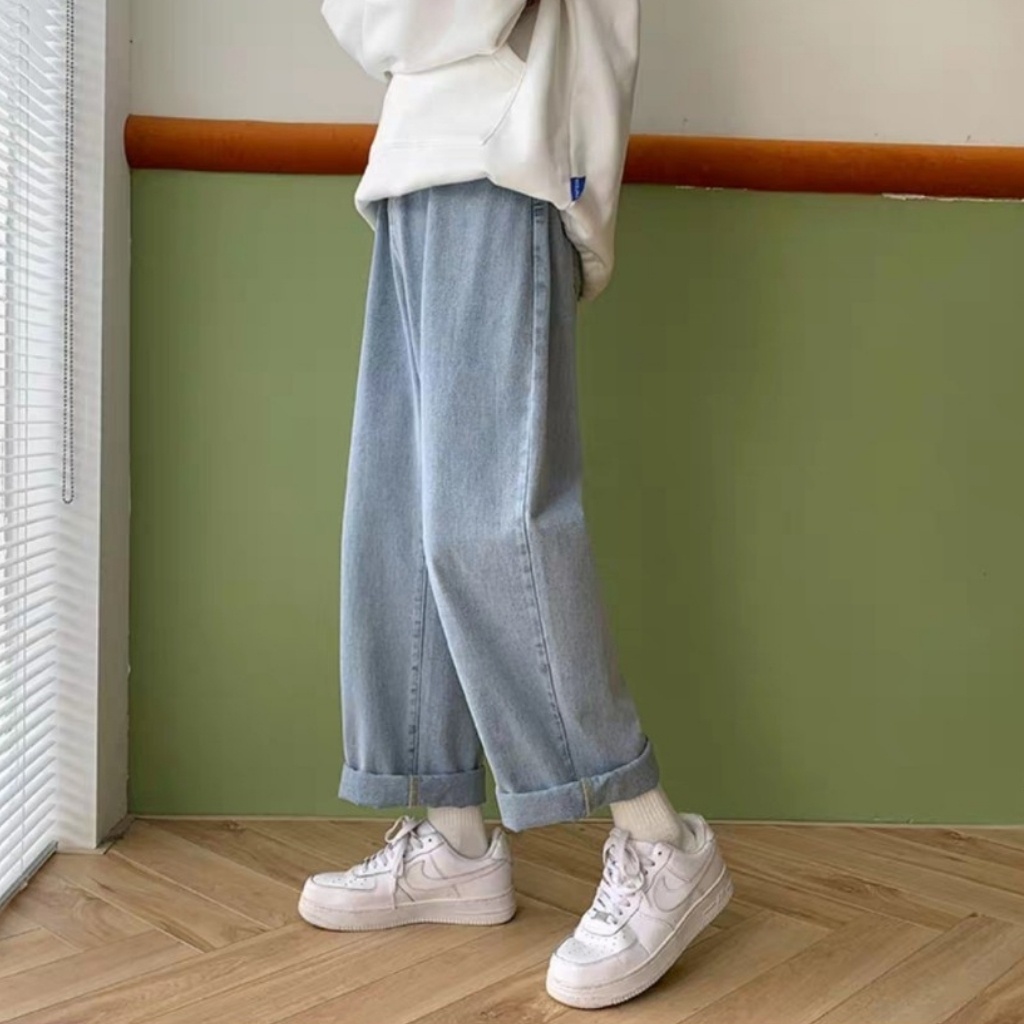 Quần Baggy Lưng Cao Ống Suông Phối Kiểu