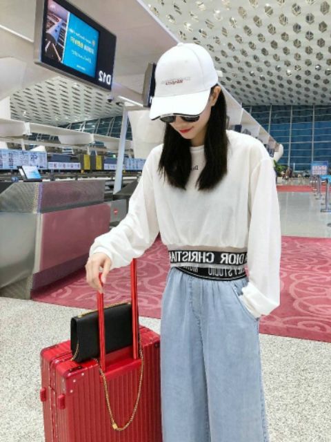 Áo Croptop nữ bo viền dài tay hàng hoot