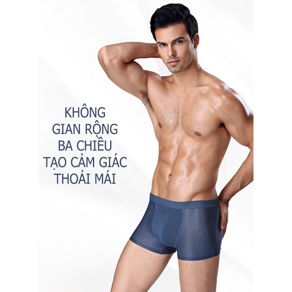 Set 4 Quần Boxer nam No: 408, Sịp đùi nam thun lạnh thông hơi siêu mát lạnh - Hàng cao cấp xuất Nhật