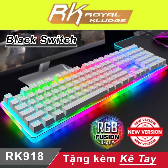 Bàn phím cơ Royal Kludge RK918 920 935 blue switch size 108 phím LED RGB có kê tay hàng chính hãng bảo hành 12 tháng