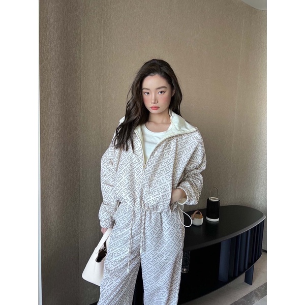 Set trang phục nữ thương hiệu Fendi FD×Skims cao cấp gồm áo khoác và quần dài mẫu mới thời trang