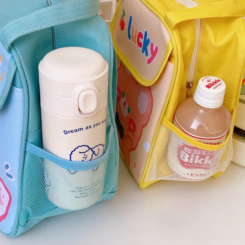 Túi Đựng Hộp Cơm Trưa Có Khóa Kéo In Họa Tiết Hoạt Hình Dễ Thương