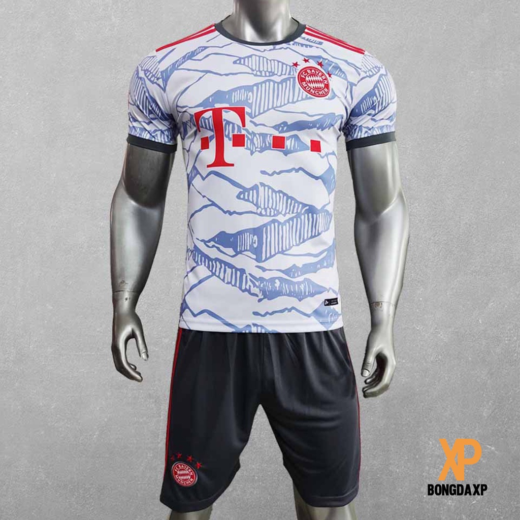 Quần áo bóng đá, đồ đá banh CLB Bayern Muniich Trắng Vải thun lạnh cao cấp