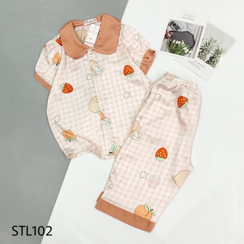 [Ảnh + VideoThật] Đồ Bộ Pijama LỤA SATIN LOẠI 1 Size 40-65kg áo cộc Quần lửng thấm hút mồ hôi | BigBuy360 - bigbuy360.vn