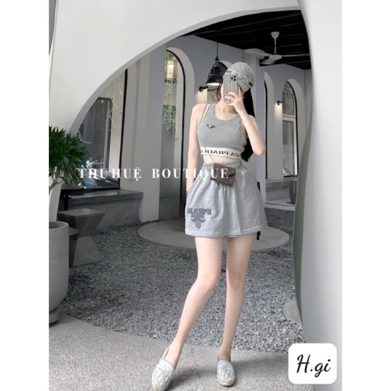 Set p ra da ghi áo ba lỗ kèm quần váy siêu đẹp