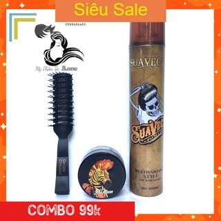 COMBO Gôm XỊt Tóc SUAVENCITO + Sáp Vuốt Tóc Nam BluMaan Cavalier Heavy Clay [Ngựa Vằn] Tặng Lược