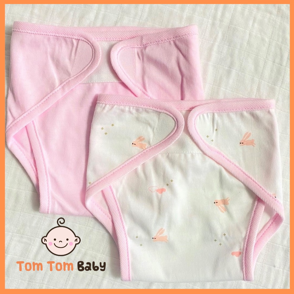 Set 2 tã vải sơ sinh cotton Sweetie | Size 1,2,3 cho bé sơ sinh - 9kg | Miếng dán bo viền, chất vải mềm mịn