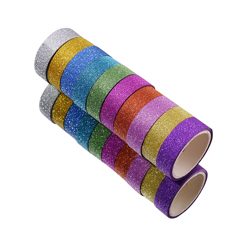 10 cái Long lanh Washi Tape Văn phòng phẩm Scrapbooking Băng dính trang trí Tự làm Băng che màu Đồ dùng học tập Papeleria