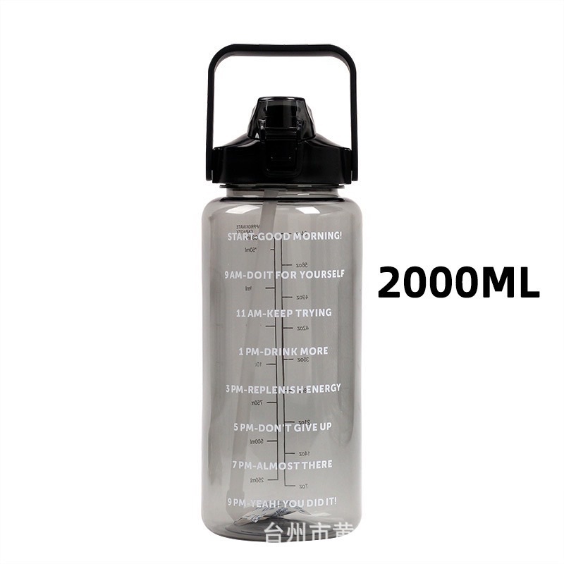 Bình đựng nước 2L,bình nước cute tập GYM,đi học dễ thương có vạch báo giờ uống nước