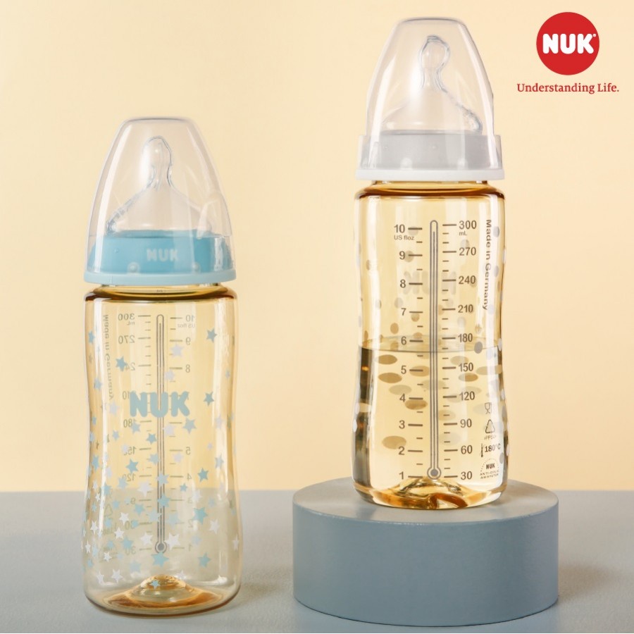 Bình Sữa Cảm Biến Nhiệt NUK PPSU 150ml 300ml Núm Ti Silicone chống vẩu cho bé S1 - M, S2-M NUK04 Homedy Kids