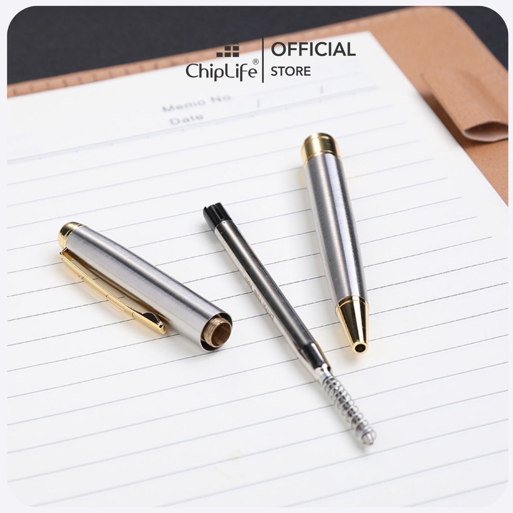 Bút ký cao cấp CHIPLIFE P018B khắc tên theo yêu cầu - dạng xoay bạc ngòi 0.7mm mực xanh