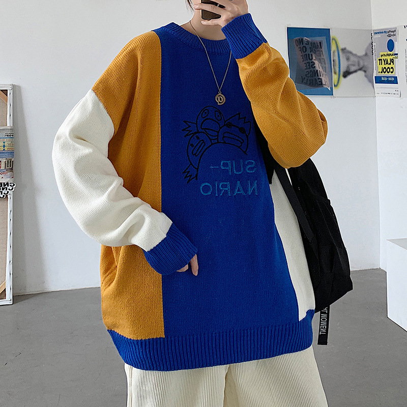 Áo Sweater Cổ Tròn Dáng Rộng Màu Sắc Trẻ Trung Phong Cách Hàn Quốc Cho Nam | BigBuy360 - bigbuy360.vn