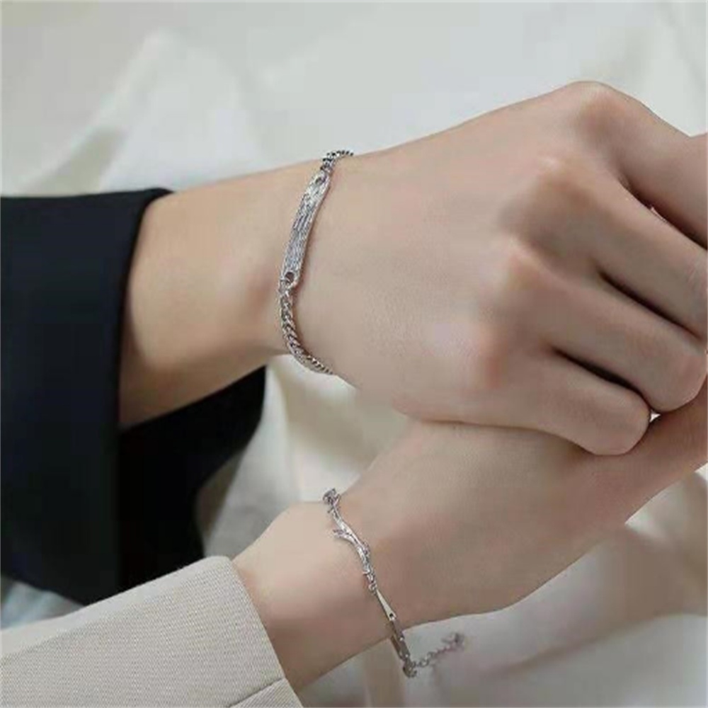 Vòng tay bạc thiết kế đơn giản thời trang dành cho nam và nữ