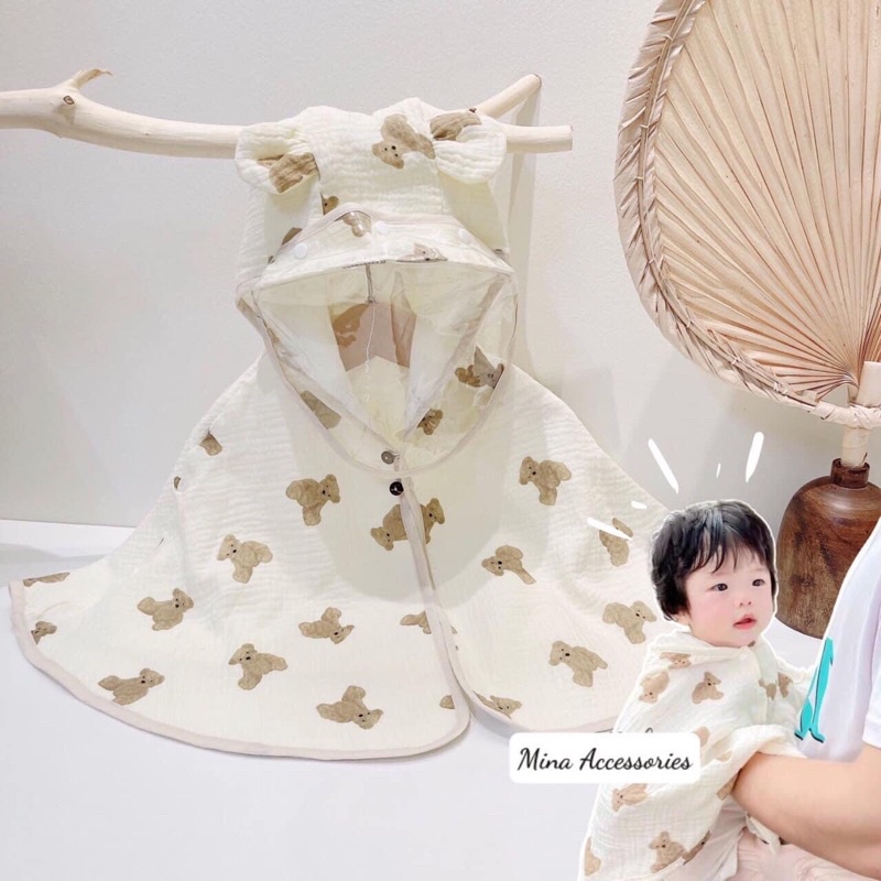 Áo choàng xô hàn muslintree 1 lớp và 2 lớp kèm kính chống giọt bắn cao cấp, thân thiện cho da bé
