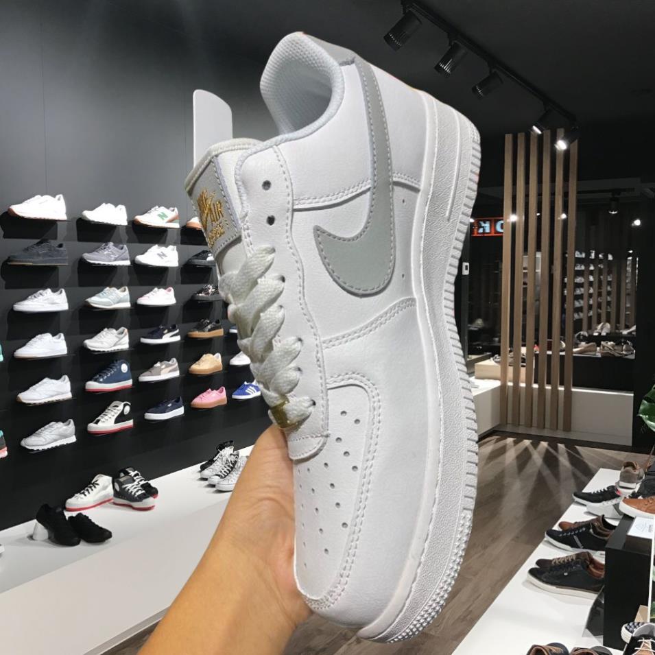 Giày AF1 Trắng Xám Nam Nữ Hot , Giày Thể Thao air force Trắng Tích Xám Bản Cao Cấp Full Phụ Kiện