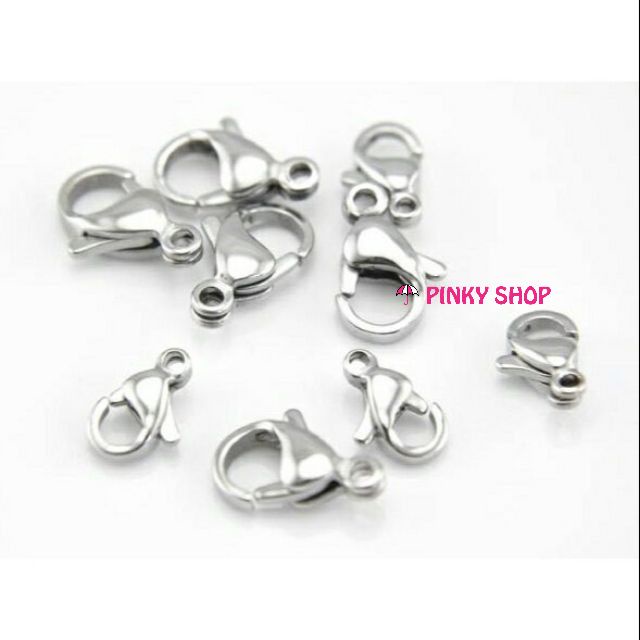 Móc càng cua nhỏ 12mm, 1,2cm màu trắng bạc, làm vòng tay, vòng cổ, trang sức handmade Pinky Shop mã MCCS1