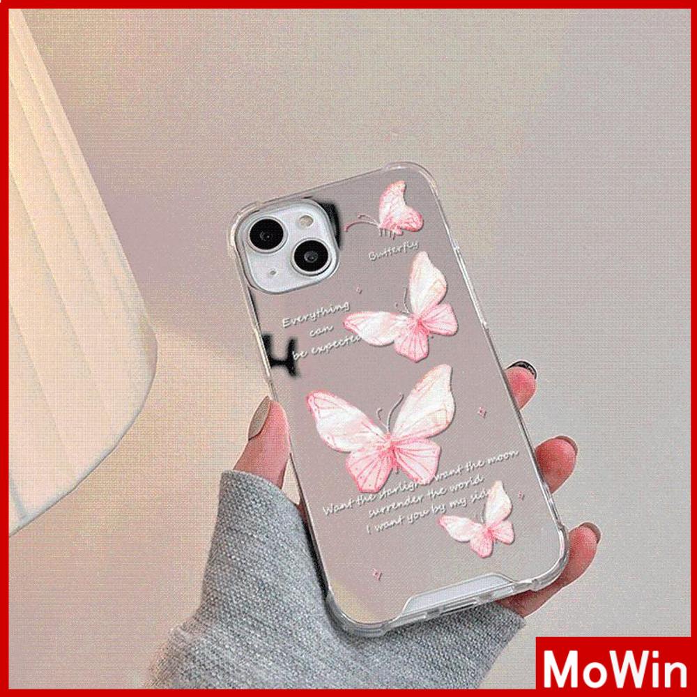 Ốp điện thoại acrylic tráng gương nơ/ bướm hồng thích hợp cho IPHONE 11 PRO MAX 13 PRO MAX 12 PRO MAX 7PLUS XR XS MAX