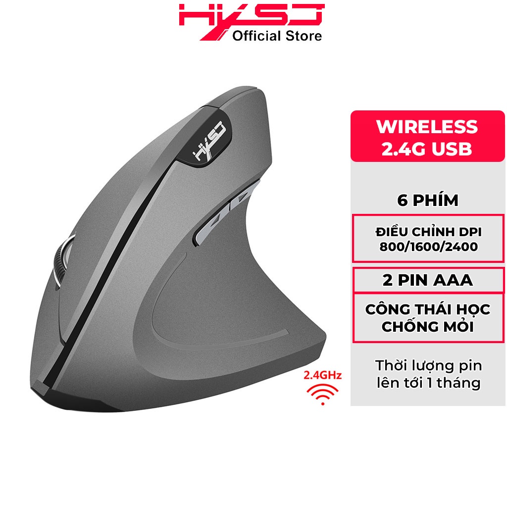 Chuột không dây kiểu đứng HXSJ T24 wireless USB 2.4GHz công thái học chống mỏi tay chuyên dùng cho pc laptop