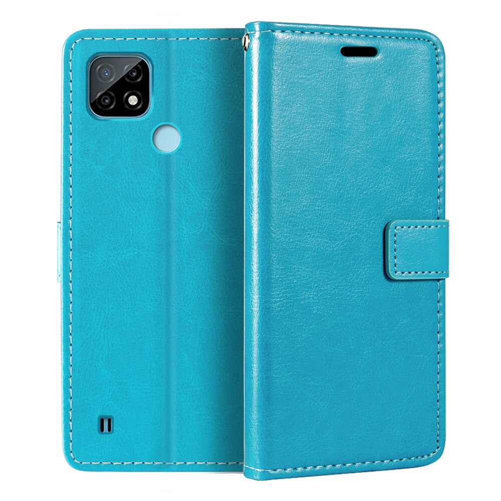 Bao da điện thoại PU nắp lật kèm ngăn đựng thẻ khóa nam châm cho Oppo Realme C25Y C21Y C21Y C25S C21 C20 C15 C12 C11