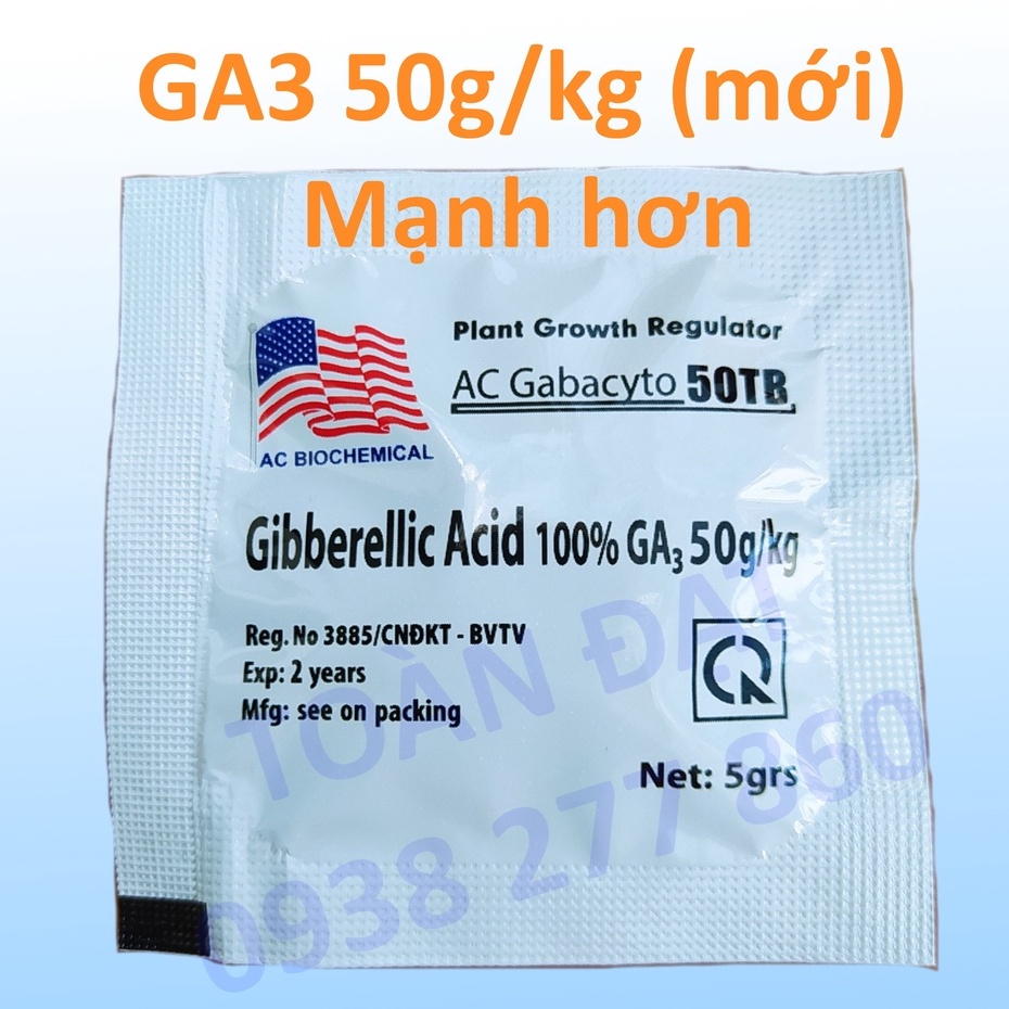 Phân Bón Lá GA3, Gibber 50TB - Gibberellic Acid 100% 50g/kg