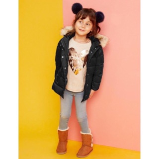 Áo phao bé gái dáng dài đen old navy