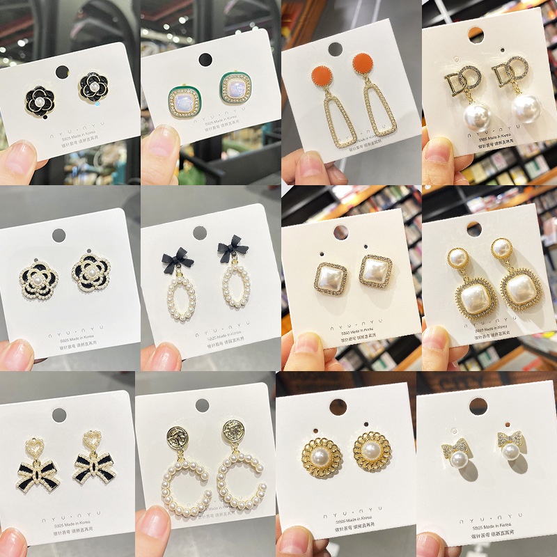 Set 50 Bông Tai Mạ Bạc 925 Đính Ngọc Trai Sang Trọng
