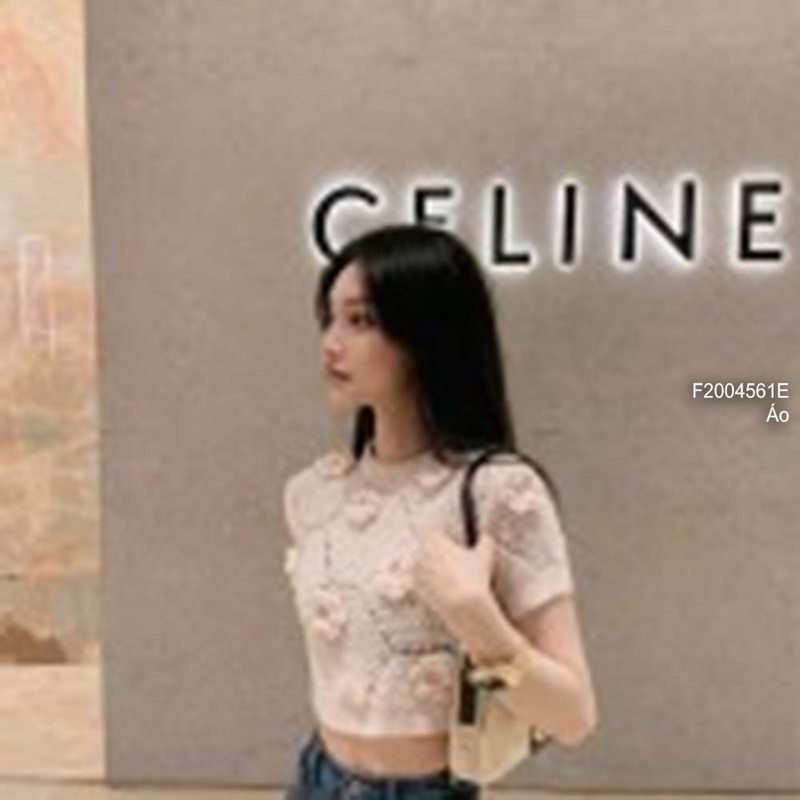 Áo len croptop phối hoa