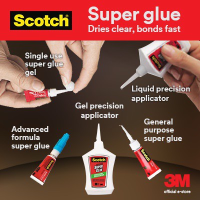 Bộ 4 tuýp keo dán đa năng siêu dính nhanh khô 3M Scotch Super Glue AD113 2g