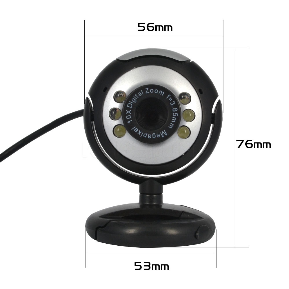 Webcam mini kĩ thuật số tích hợp 6 đèn LED kèm microphone chất lượng HD cắm USB