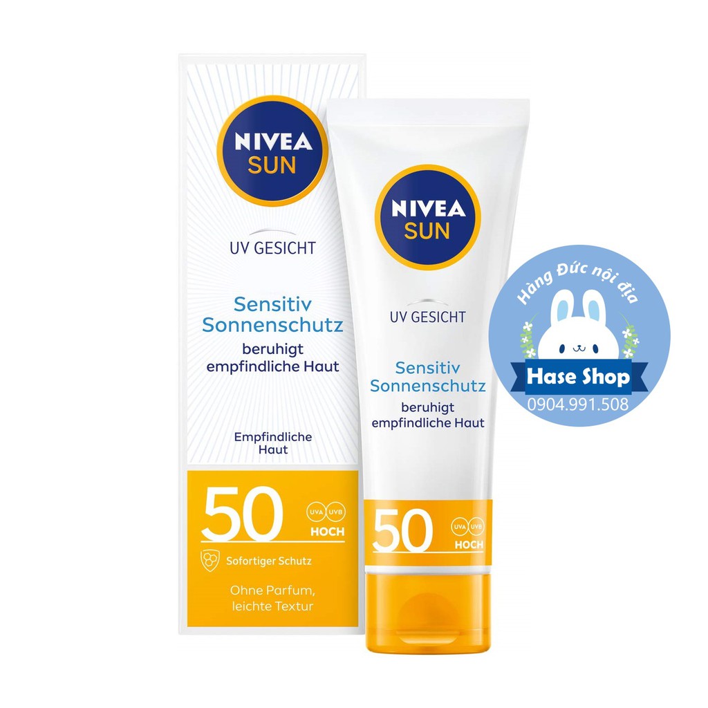 Kem chống nắng nhạy cảm Nivea Sun SPF50+ nội địa Đức đủ bill